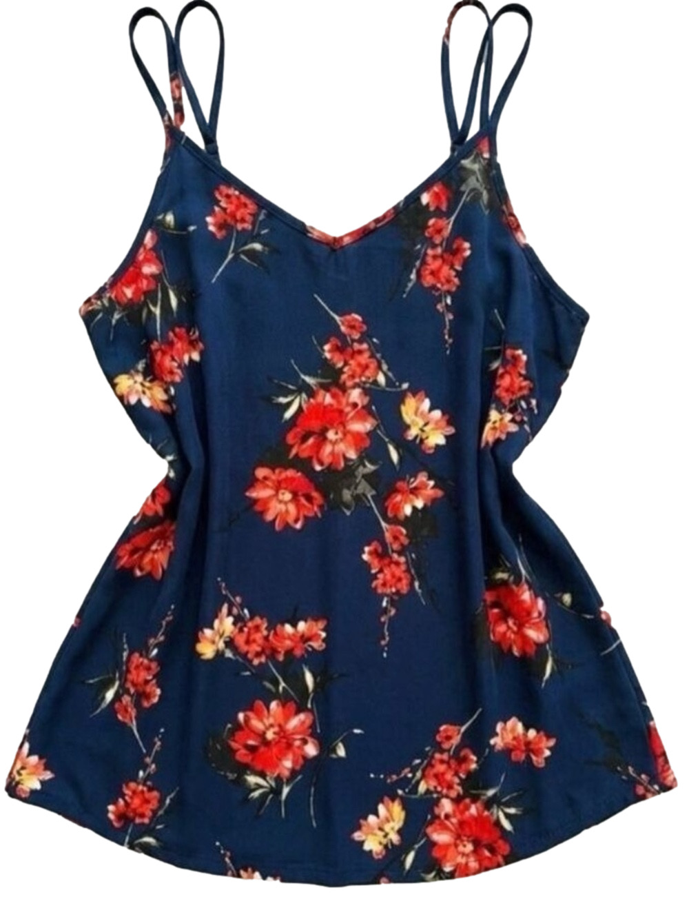 Papermoon Basima Tank Top Blue Floral Drapey Cami Back Detail Boho Plus Size 2X